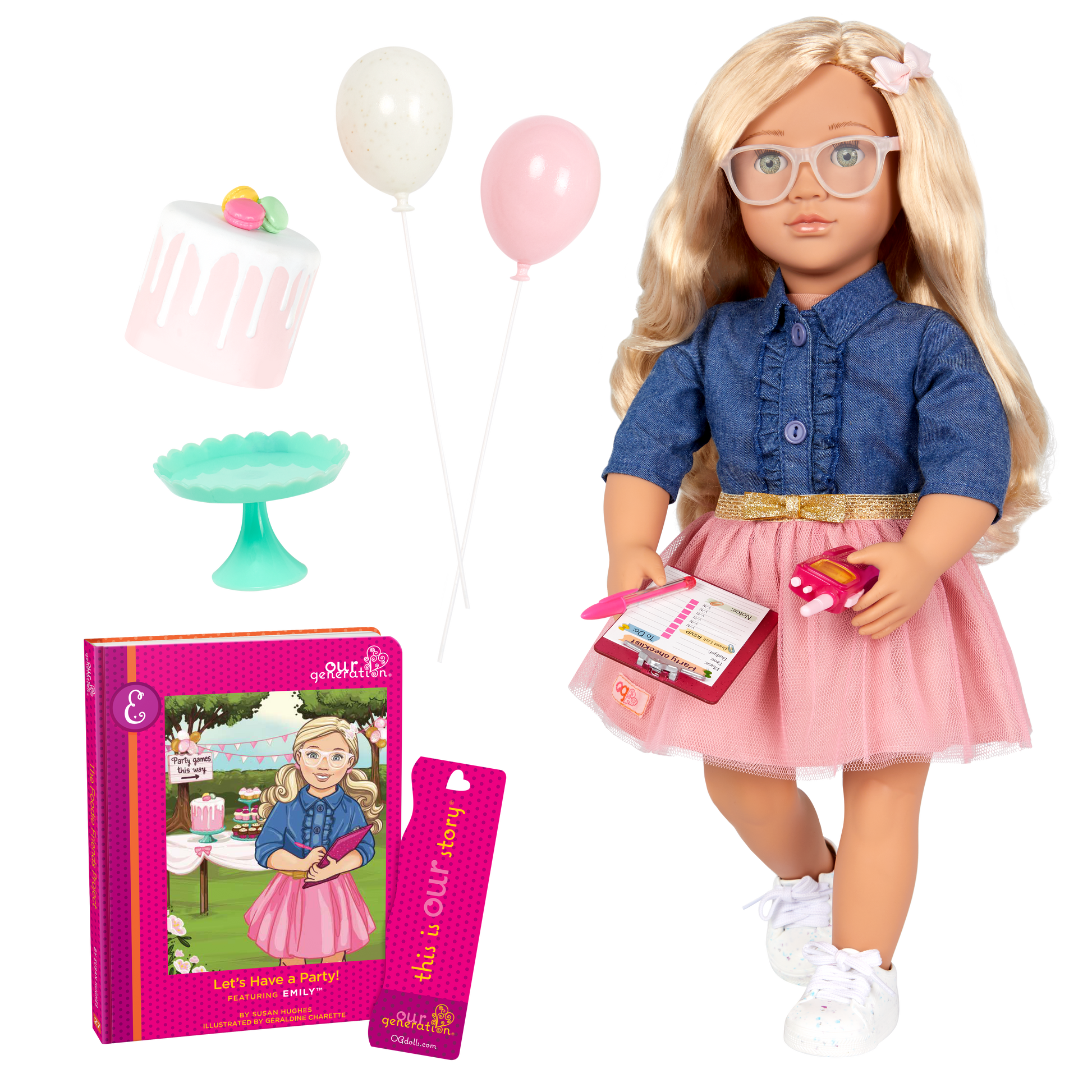 Our Generation Emily Posable 18-inch Party Planner Doll & Storybook