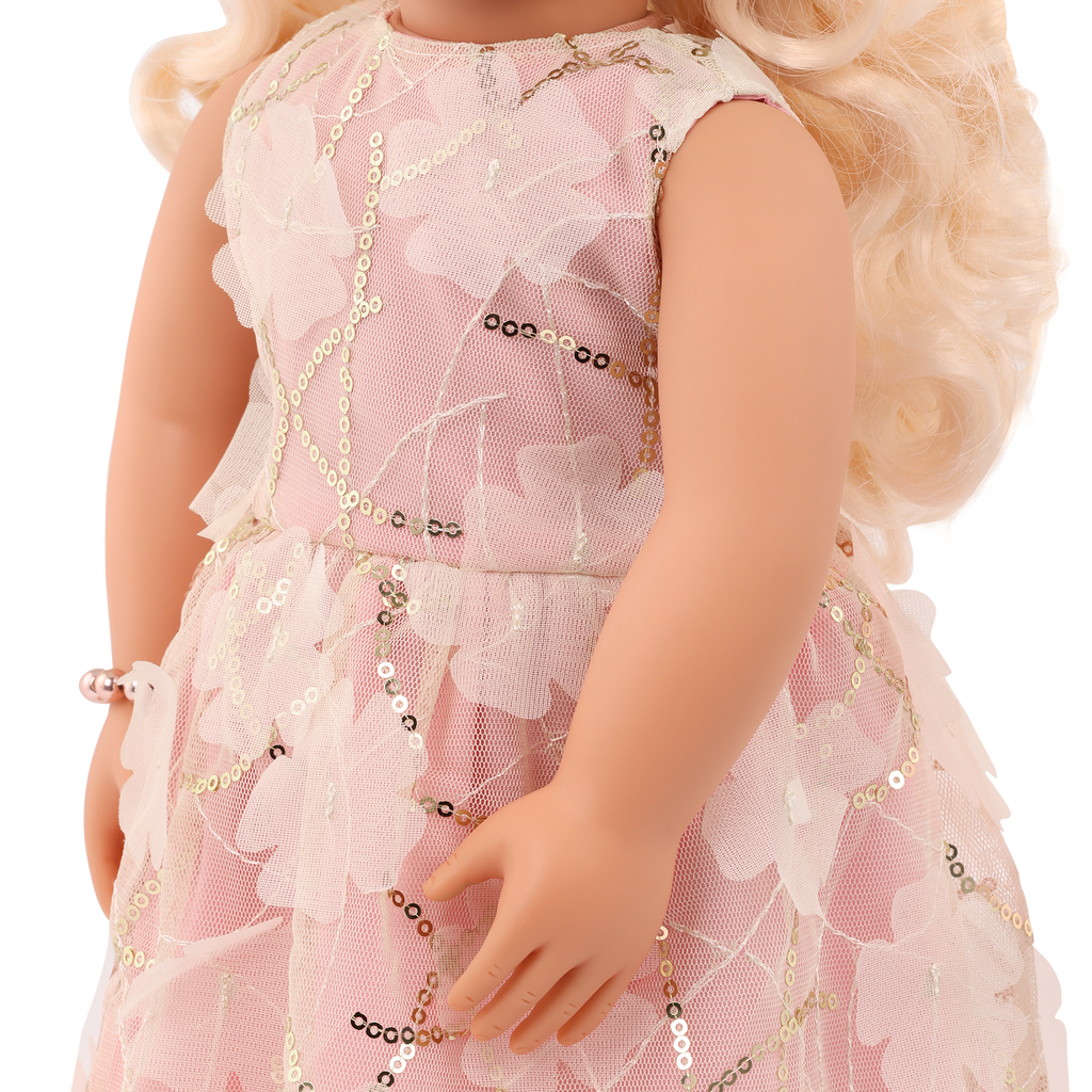 Eleanor 18-inch dolls with blonde hair and hazel eyes in princess outfits