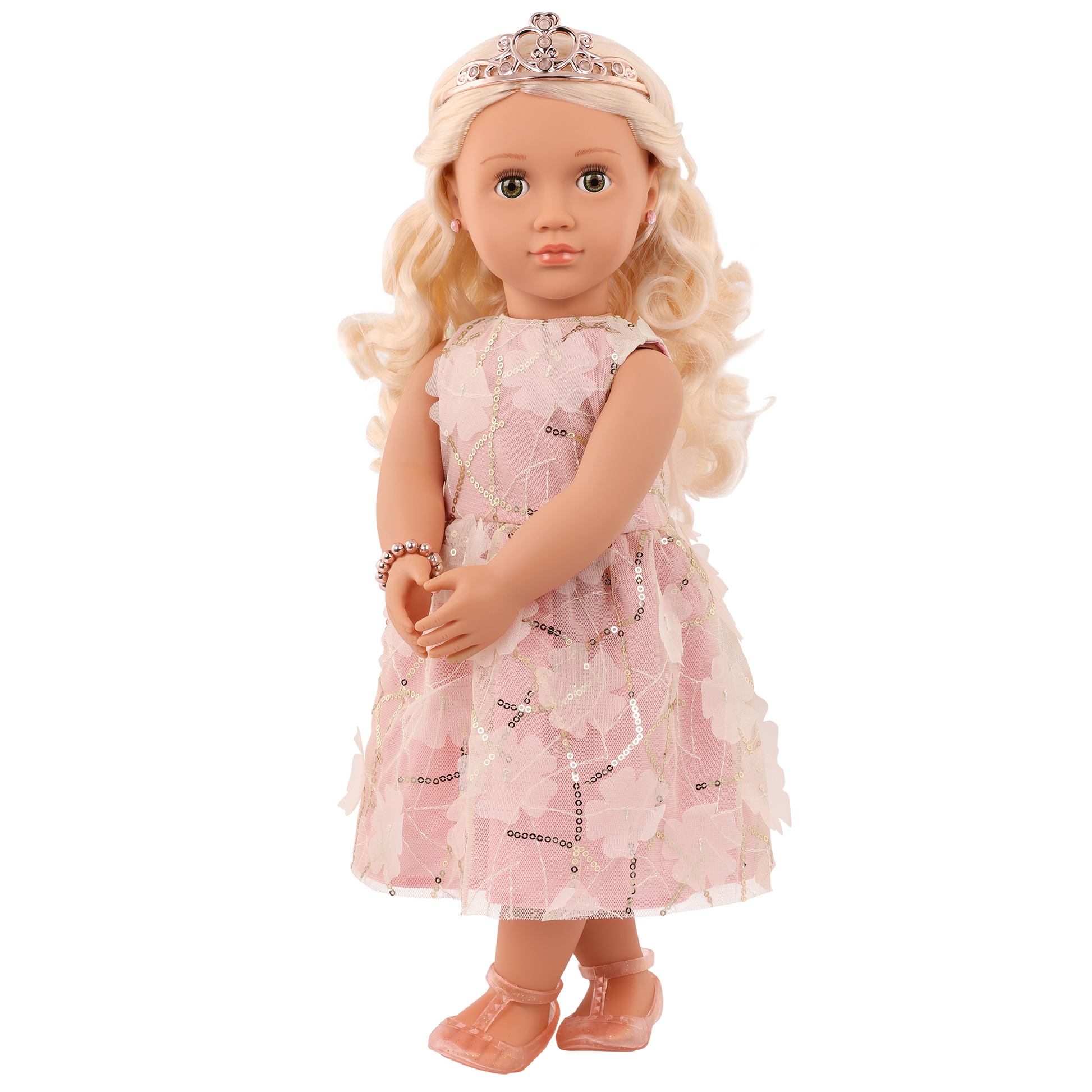 Eleanor 18-inch dolls with blonde hair and hazel eyes in princess outfits