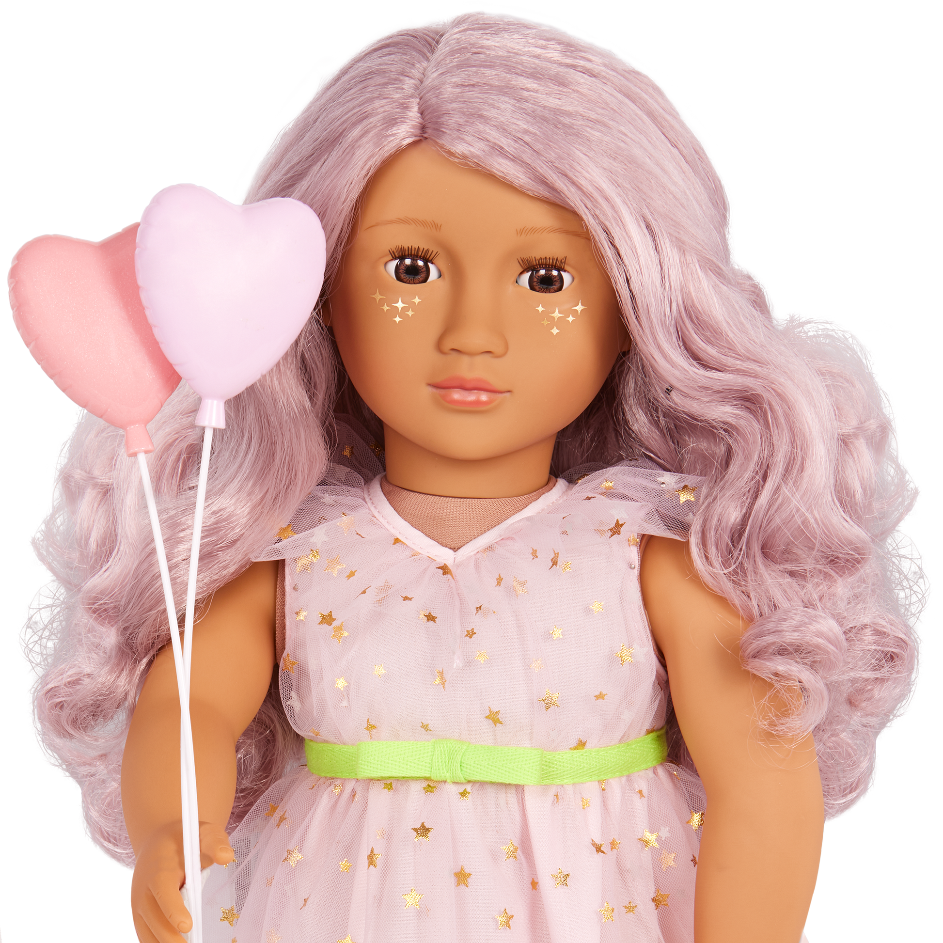 Our Generation 46cm Doll Wishes with accessories including pretend balloons, stickers, a wish list, sparkles and a back pack