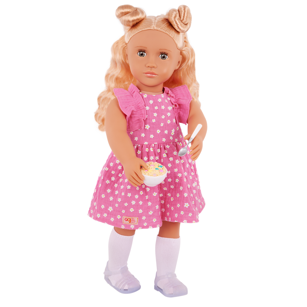 Gillian 46cm doll with blond hair and hazel eyes with outfit and accessaries