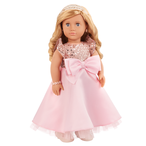 Allyn 18-inch doll with blonde hair and violet eyes in princess theme