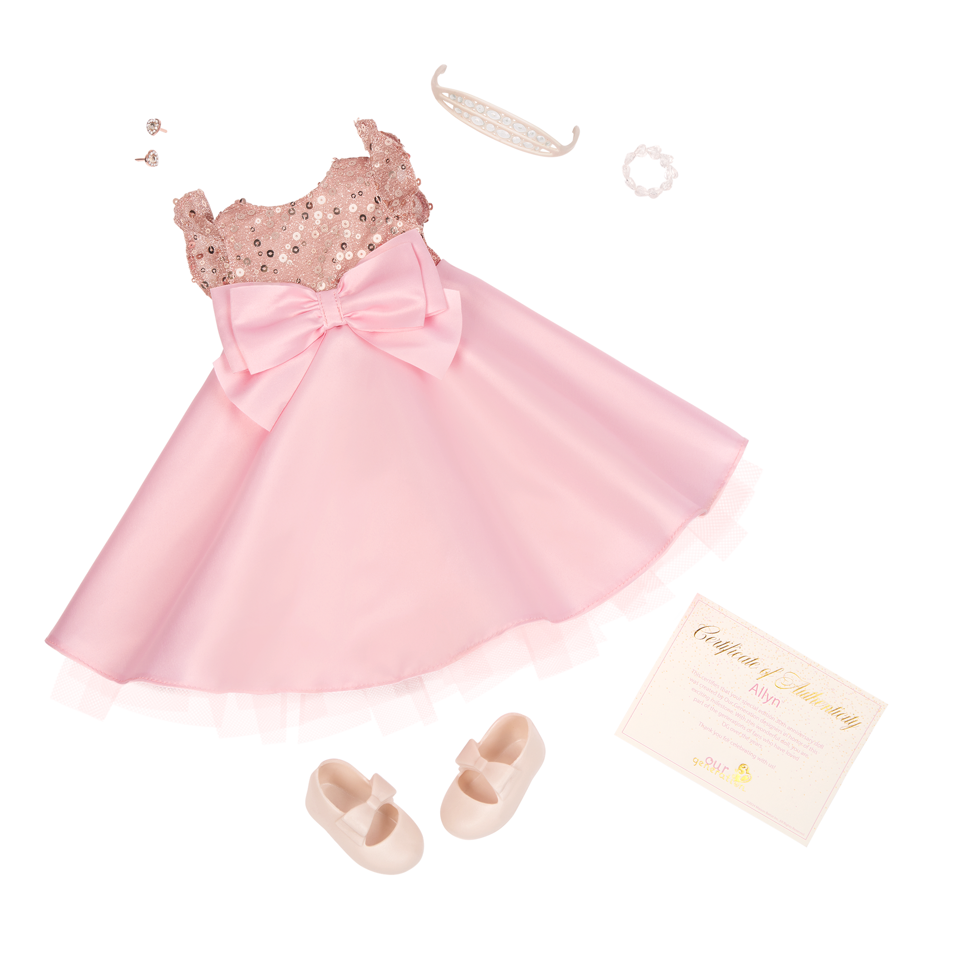 Allyn 18-inch doll with blonde hair and violet eyes in princess theme