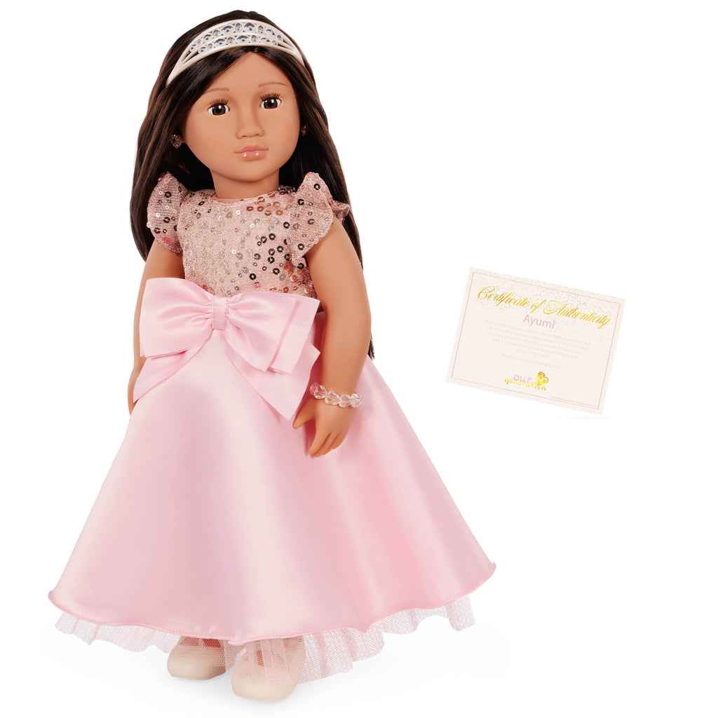 Ayumi 18-inch doll with brown hair and eyes in princess theme
