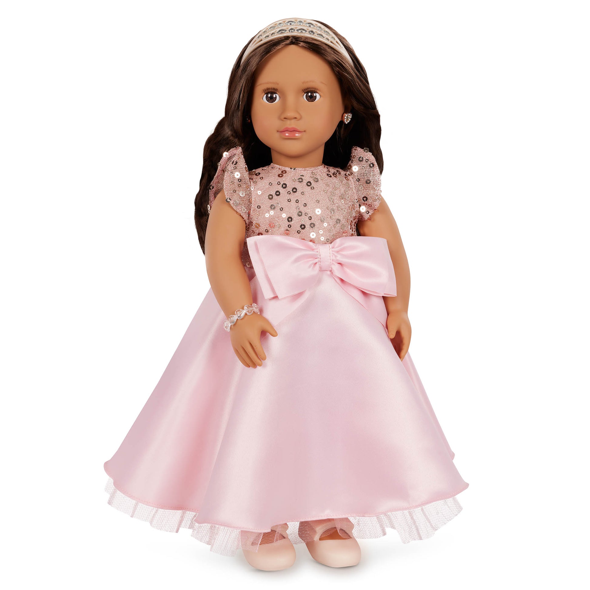 Arya 18-inch doll with brown hair and eyes in princess theme