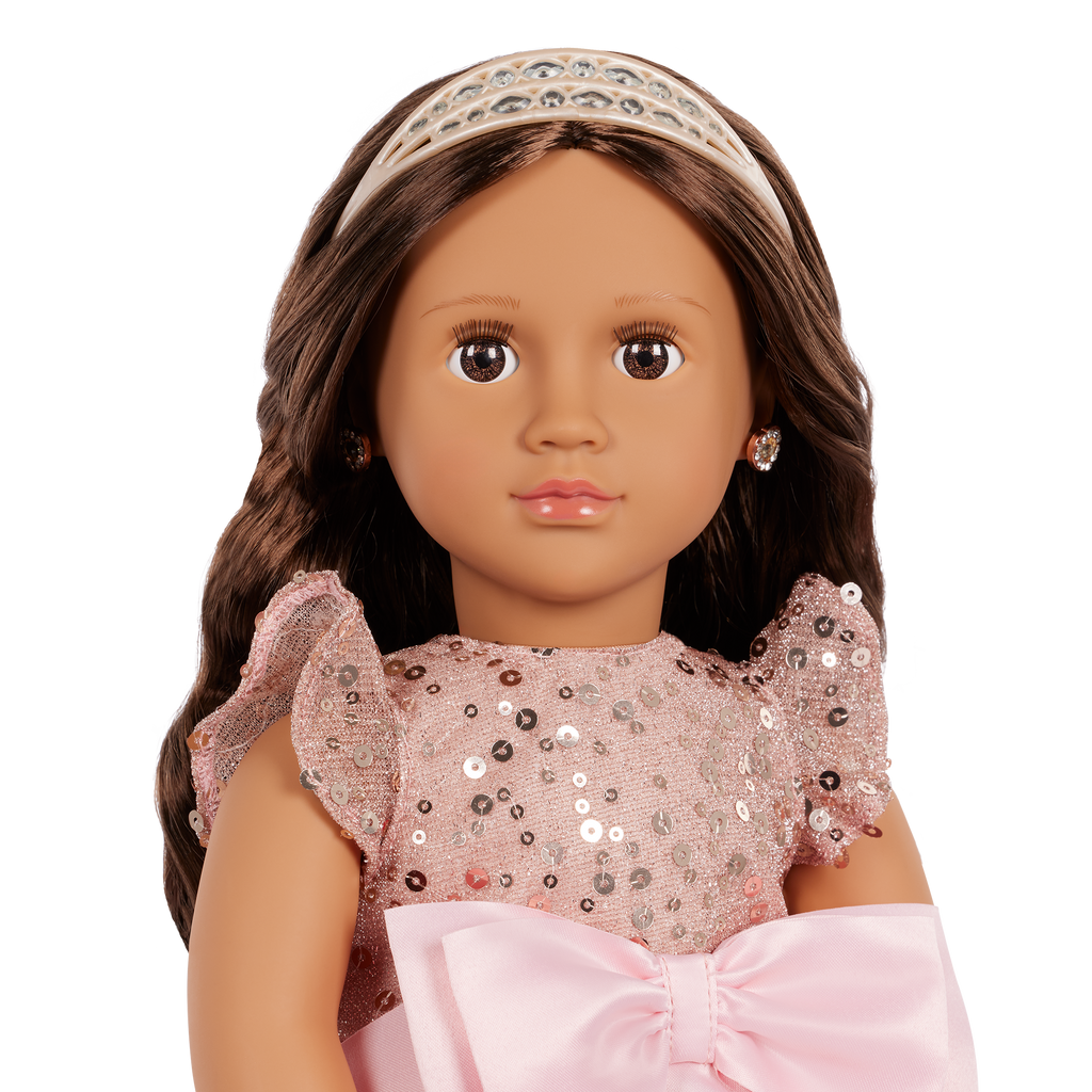 Arya 18-inch doll with brown hair and eyes in princess theme
