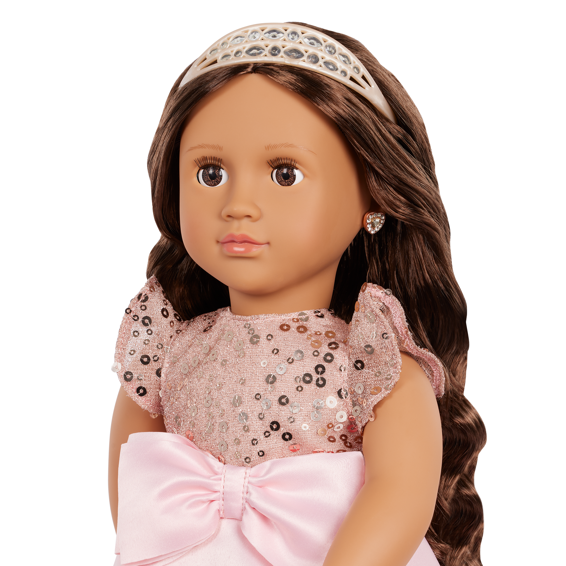 Arya 18-inch doll with brown hair and eyes in princess theme