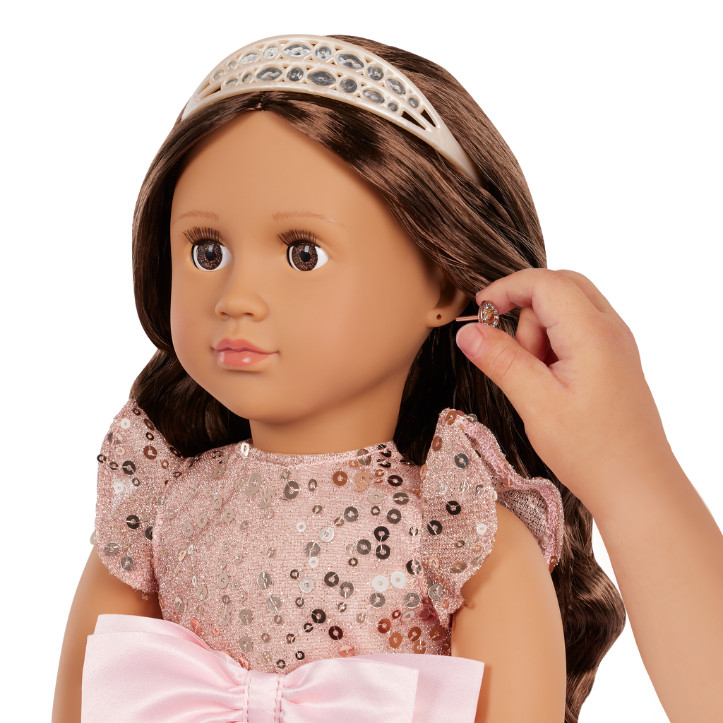 Arya 18-inch doll with brown hair and eyes in princess theme