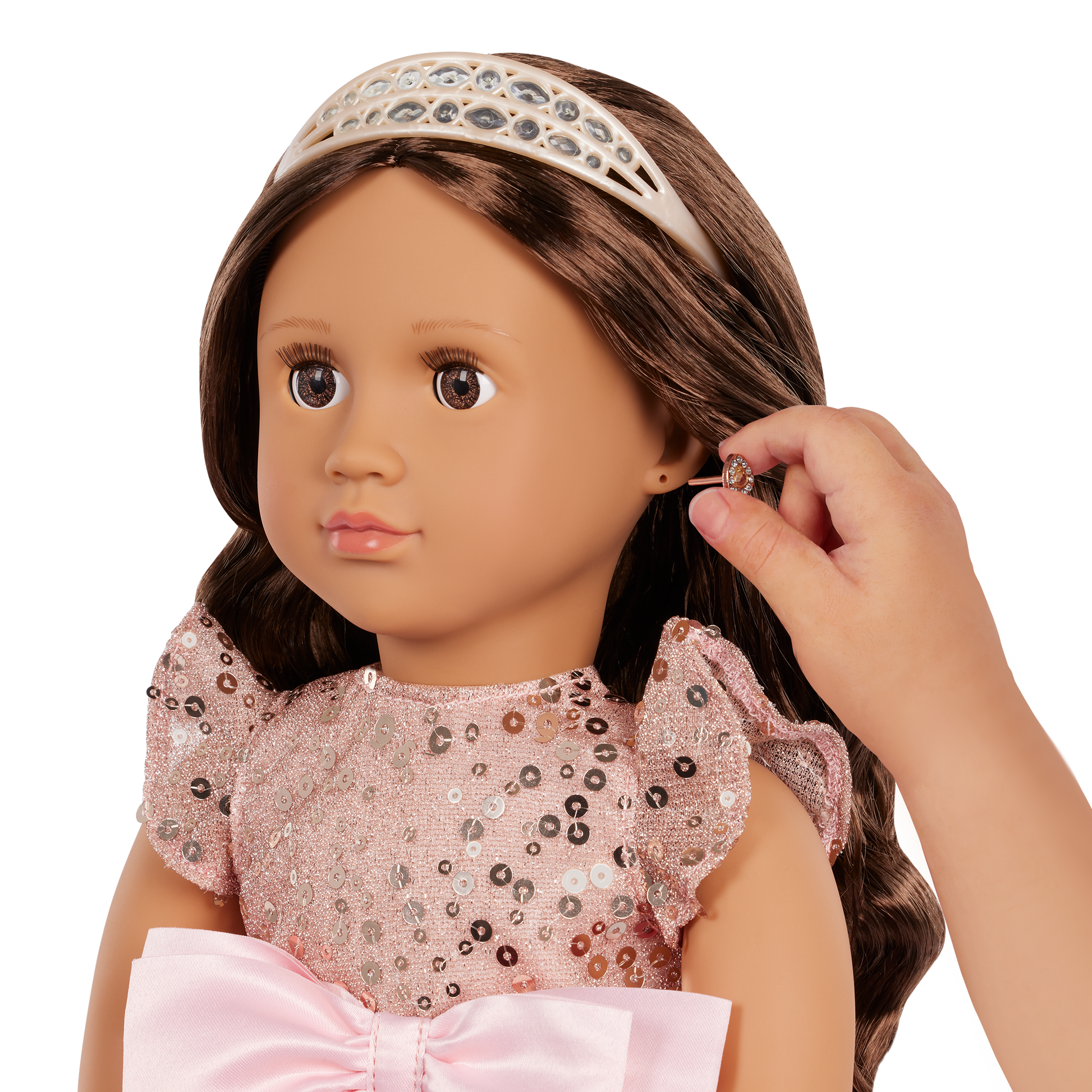 Arya 18-inch doll with brown hair and eyes in princess theme