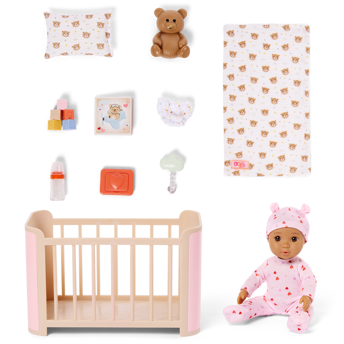 Our Generation Baby Alba & Crib Set