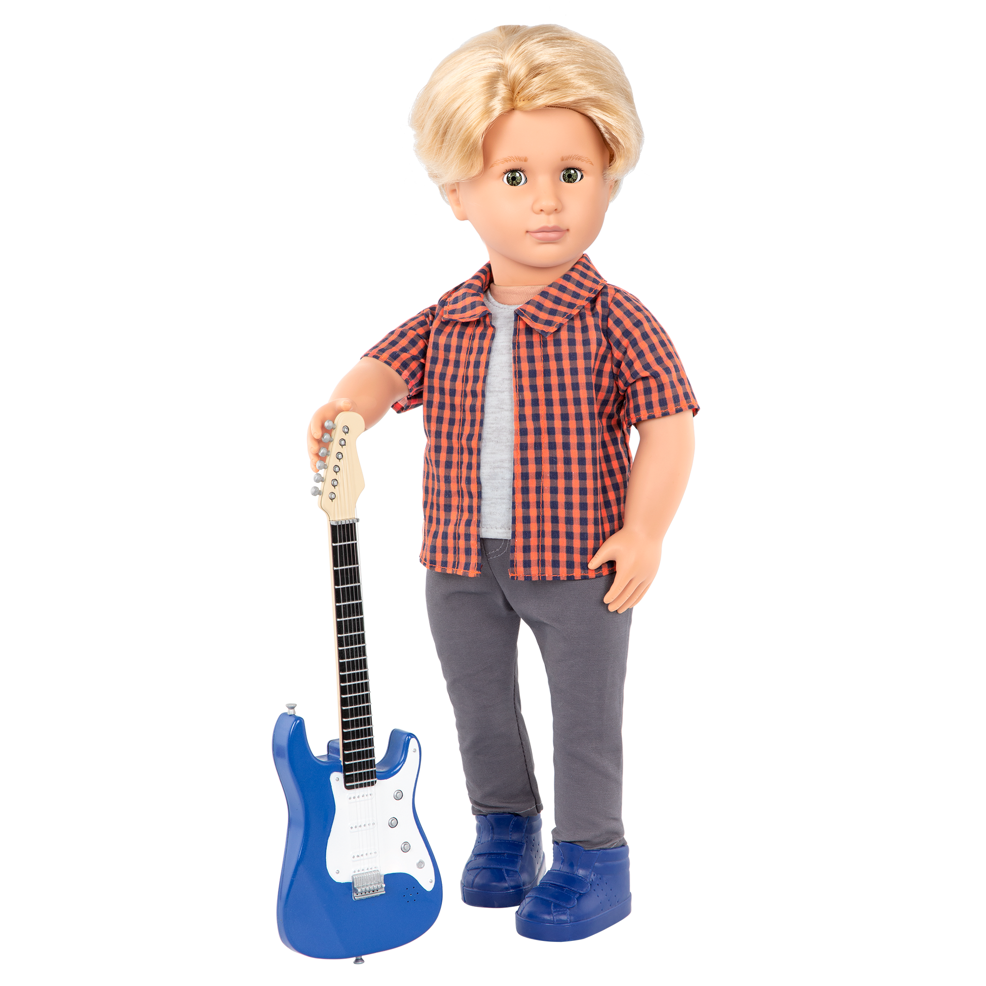Plaid to Rock Outfit for 18-inch Dolls ; Plaid to Rock Outfit for 18-inch Dolls ; Plaid to Rock Outfit Electric Guitar for 18-inch Dolls ; Plaid to Rock Outfit for 18-inch Boy Dolls