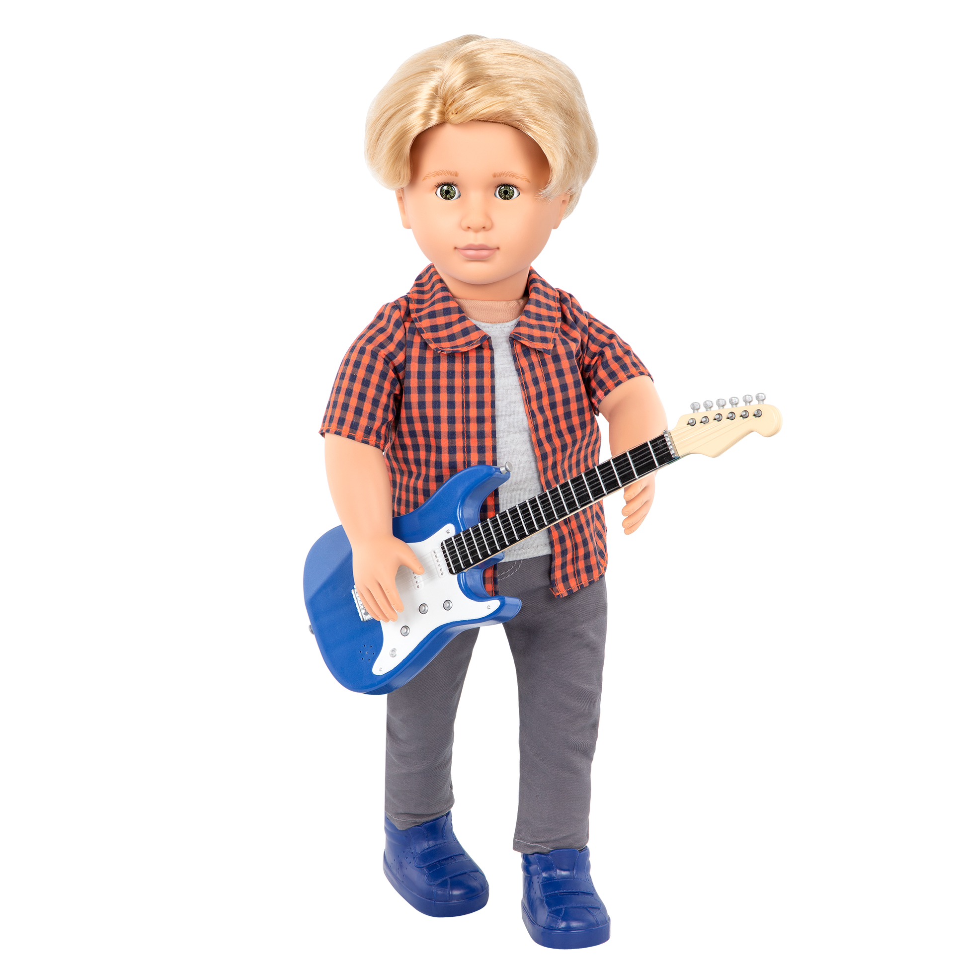 Plaid to Rock Outfit for 18-inch Dolls ; Plaid to Rock Outfit for 18-inch Dolls ; Plaid to Rock Outfit Electric Guitar for 18-inch Dolls ; Plaid to Rock Outfit for 18-inch Boy Dolls