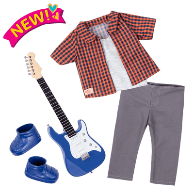 Plaid to Rock Outfit for 18-inch Dolls ; Plaid to Rock Outfit for 18-inch Dolls ; Plaid to Rock Outfit Electric Guitar for 18-inch Dolls ; Plaid to Rock Outfit for 18-inch Boy Dolls