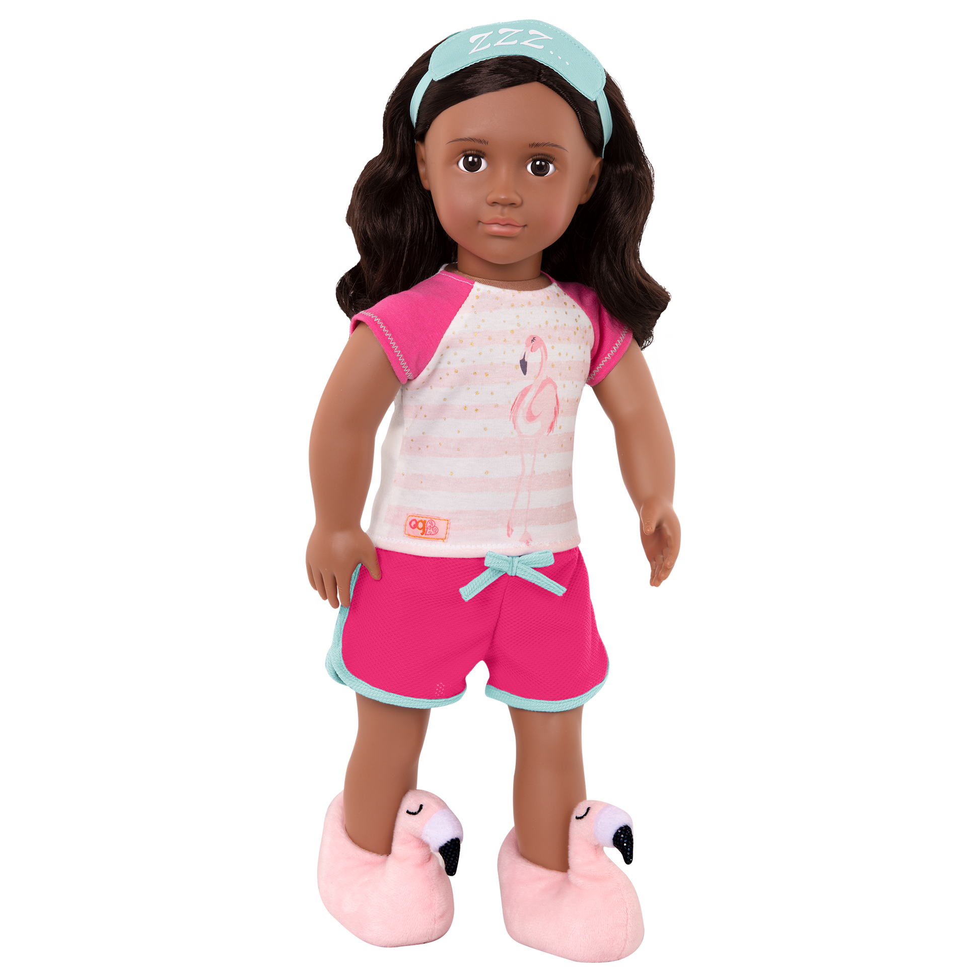 Flamingo Dreaming Pajama Outfit for 18-inch Dolls ; Flamingo Dreaming Pajama Outfit for 18-inch Dolls ; Flamingo Dreaming Pajama Outfit for 18-inch Dolls Pink Slippers ; Flamingo Dreaming Pajama Shorts Outfit for 18-inch Dolls ; Flamingo Dreaming Pajama Outfit Eye Mask for 18-inch Dolls