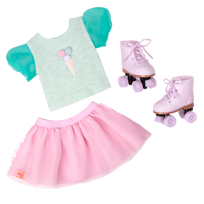Scoopalicious Ice Cream Outfit for 18-inch Dolls ; Scoopalicious Ice Cream Outfit for 18-inch Dolls ; Scoopalicious Ice Cream Outfit Roller Skates for 18-inch Dolls ; Scoopalicious Ice Cream Outfit Pink Skirt for 18-inch Dolls