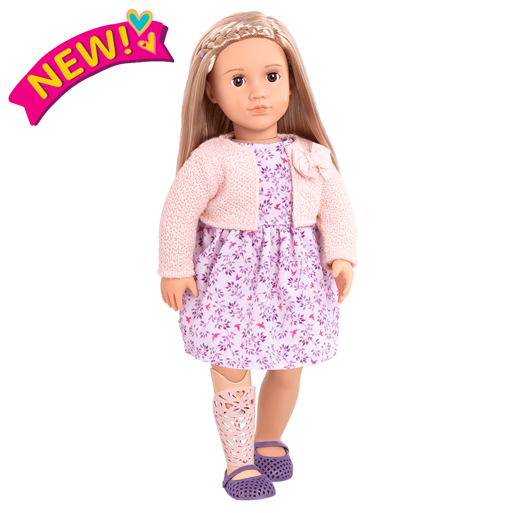 18-inch Doll Kacy ; 18-inch Doll Kacy ; 18-inch Doll Kacy Floral Dress ; 18-inch Doll Kacy Blonde Hair ; 18-inch Doll Kacy Prosthetic Leg