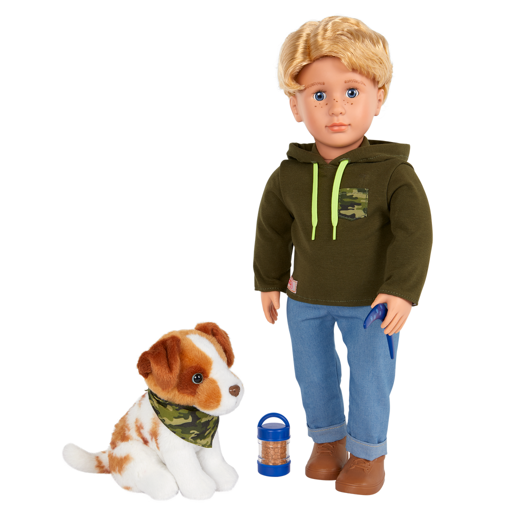 Our Generation 46cm boy doll Elliot and his trusty sidekick puppy