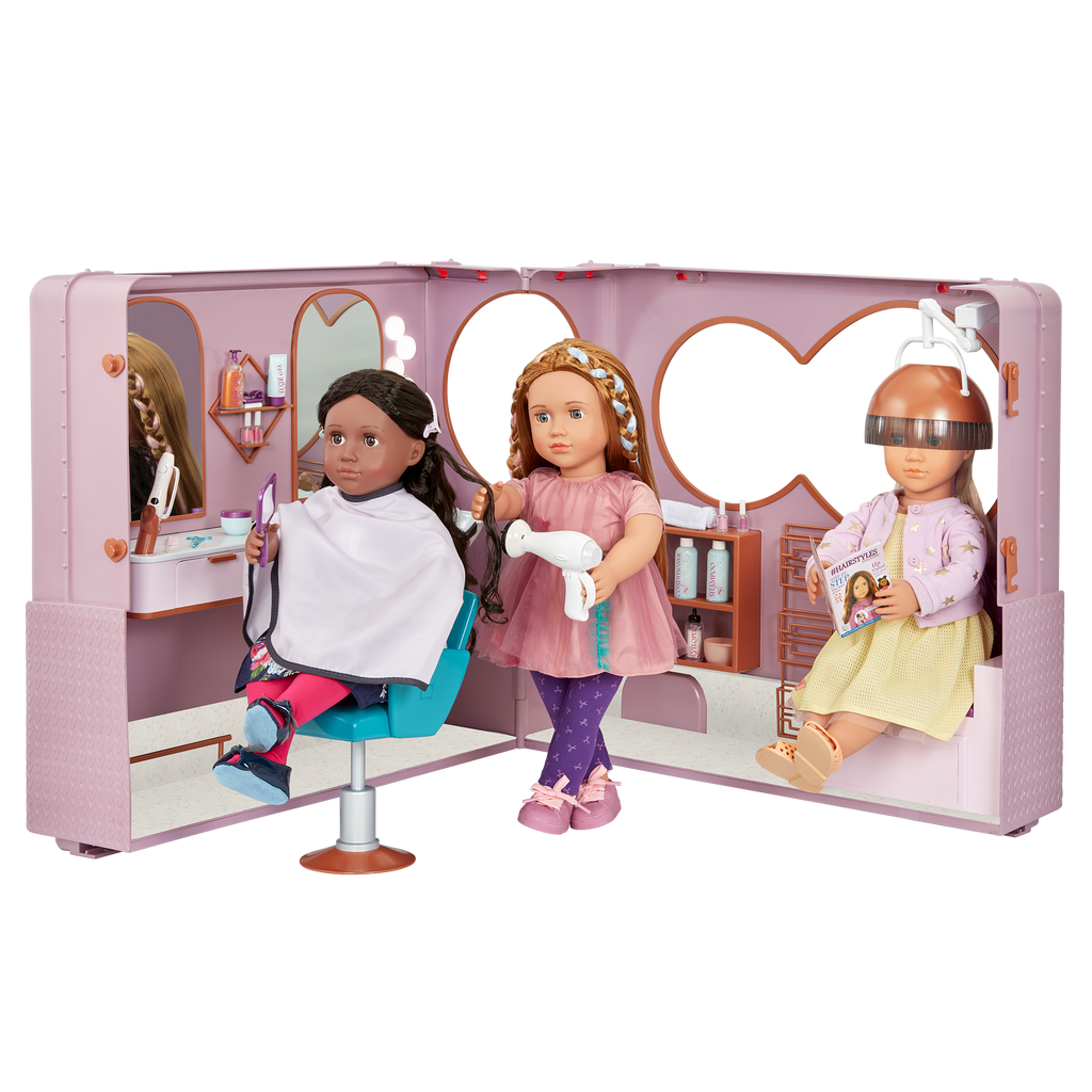 Foldable Hair Salon Trailer Playset for 46cm Dolls!