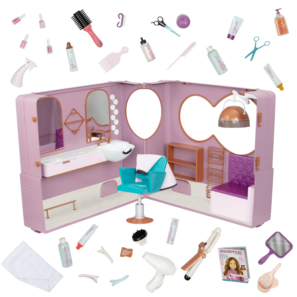 Foldable Hair Salon Trailer Playset for 46cm Dolls!