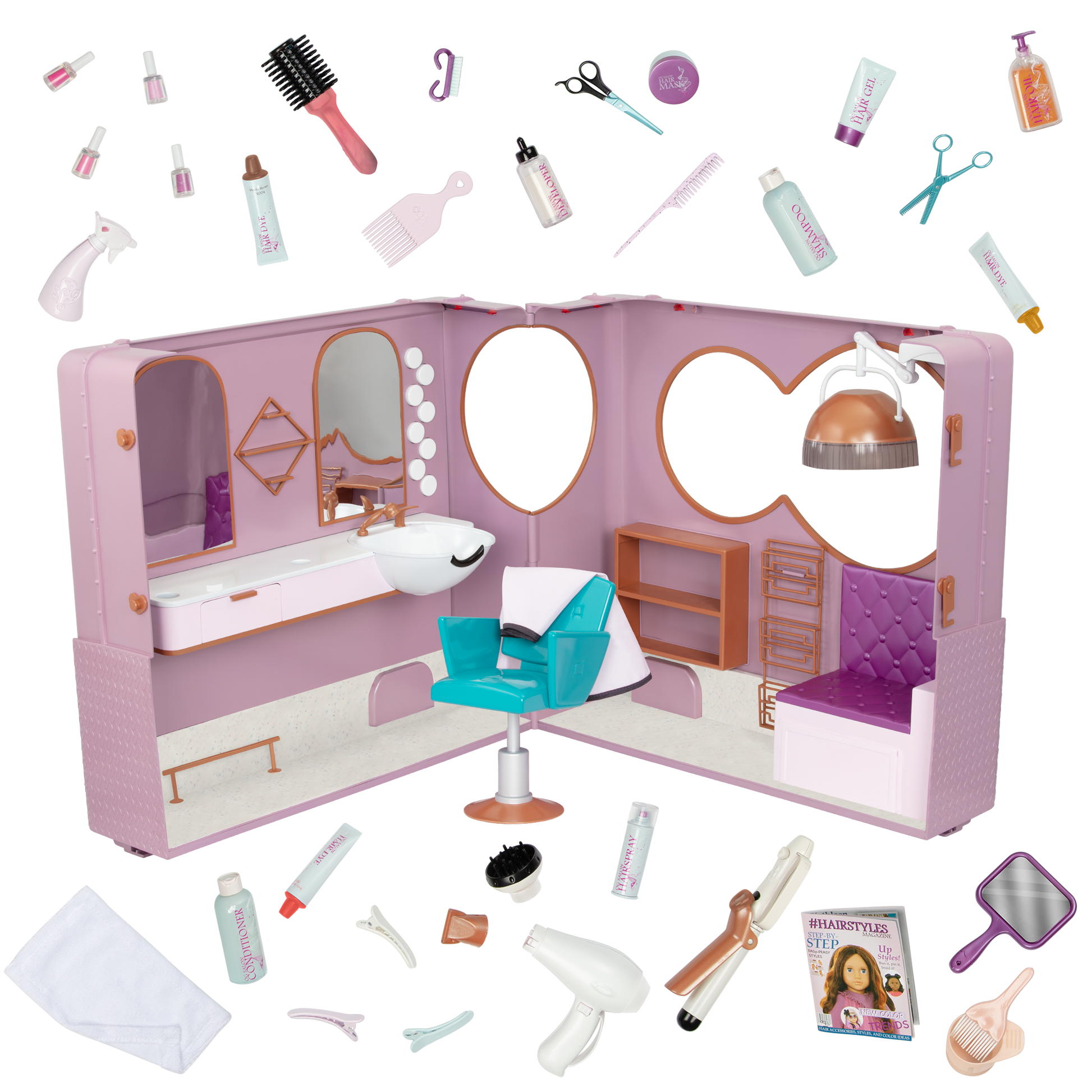 Foldable Hair Salon Trailer Playset for 46cm Dolls!