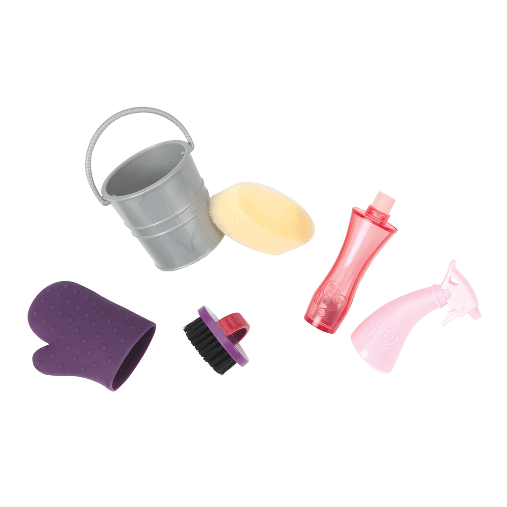 Palomino Foal all components ; Palomino Foal all components ; Palomino Foal01 ; Palomino Foal with Lily Anna Doll02 ; Palomino Foal grooming accessories03