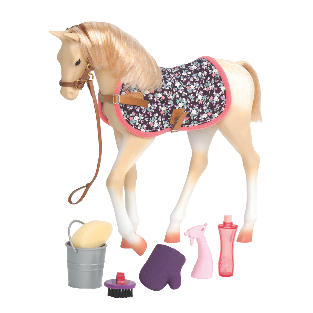 Palomino Foal all components ; Palomino Foal all components ; Palomino Foal01 ; Palomino Foal with Lily Anna Doll02 ; Palomino Foal grooming accessories03